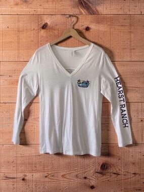 Hearst Ranch White Long Sleeve Tee with Surf Graphic